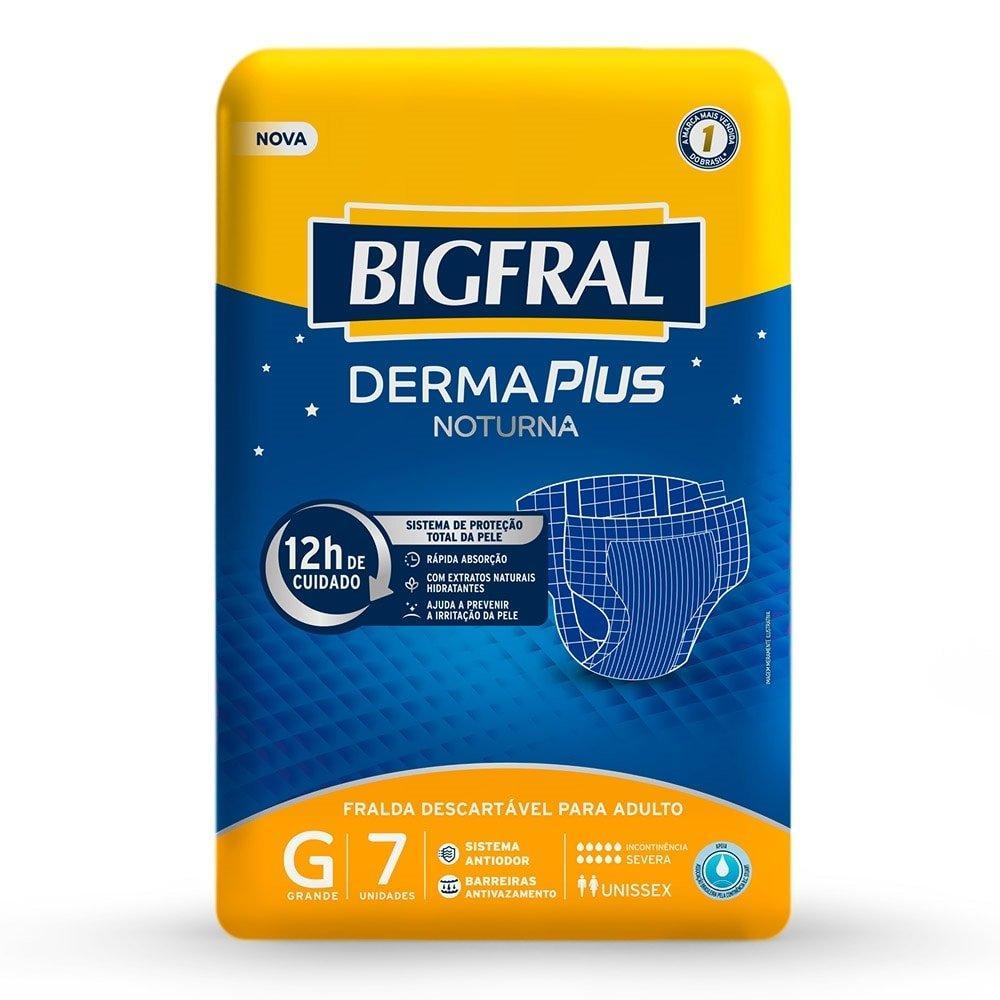 Fralda Geriátrica Bigfral Derma Plus Noturna Tamanho G - 8 Pacotes com 7 Fraldas - Total 56 Tiras
