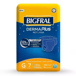 Fralda Geriátrica Bigfral Derma Plus Noturna Tamanho G - 8 Pacotes com 7 Fraldas - Total 56 Tiras