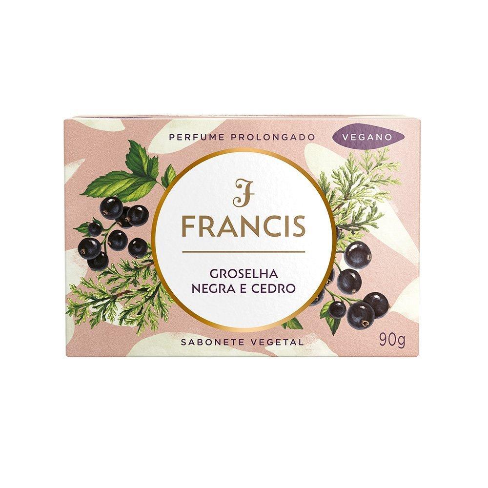 Sabonete Francis Luxo Preto (Groselha Negra e Cedro) 90g - Embalagem com 12 Unidades