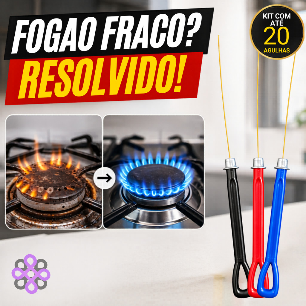 Agulhas Desentupir Fogão Chuveiro Boca Bico de Gás Cooktop Kit Limpeza