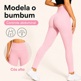 Calça Legging Canelada Feminina Cintura Alta Sem Costura Modeladora Fitness Academia com Opção de Cores
