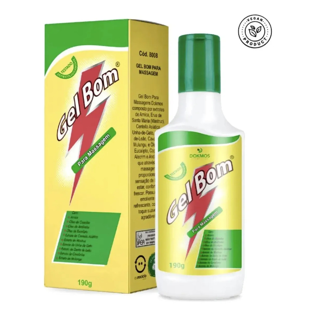 2x Gel Bom Para Massagem Dokmos 190g 10 Ervas Original