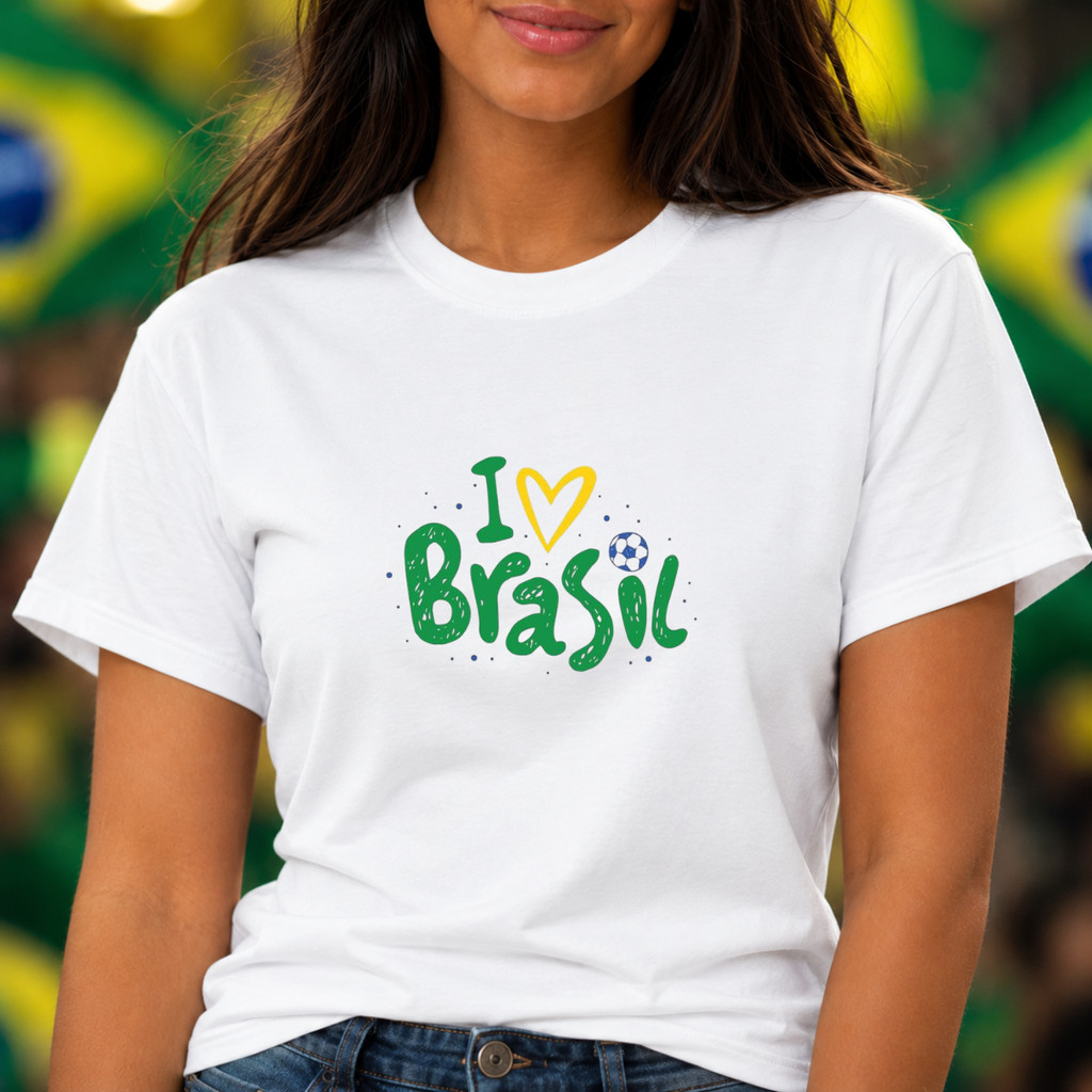 Camiseta Brasil Feminina Copa 2026 Look Torcedora Premium Selecao Brasileira Verde Futebol Estampada Presente Confortave