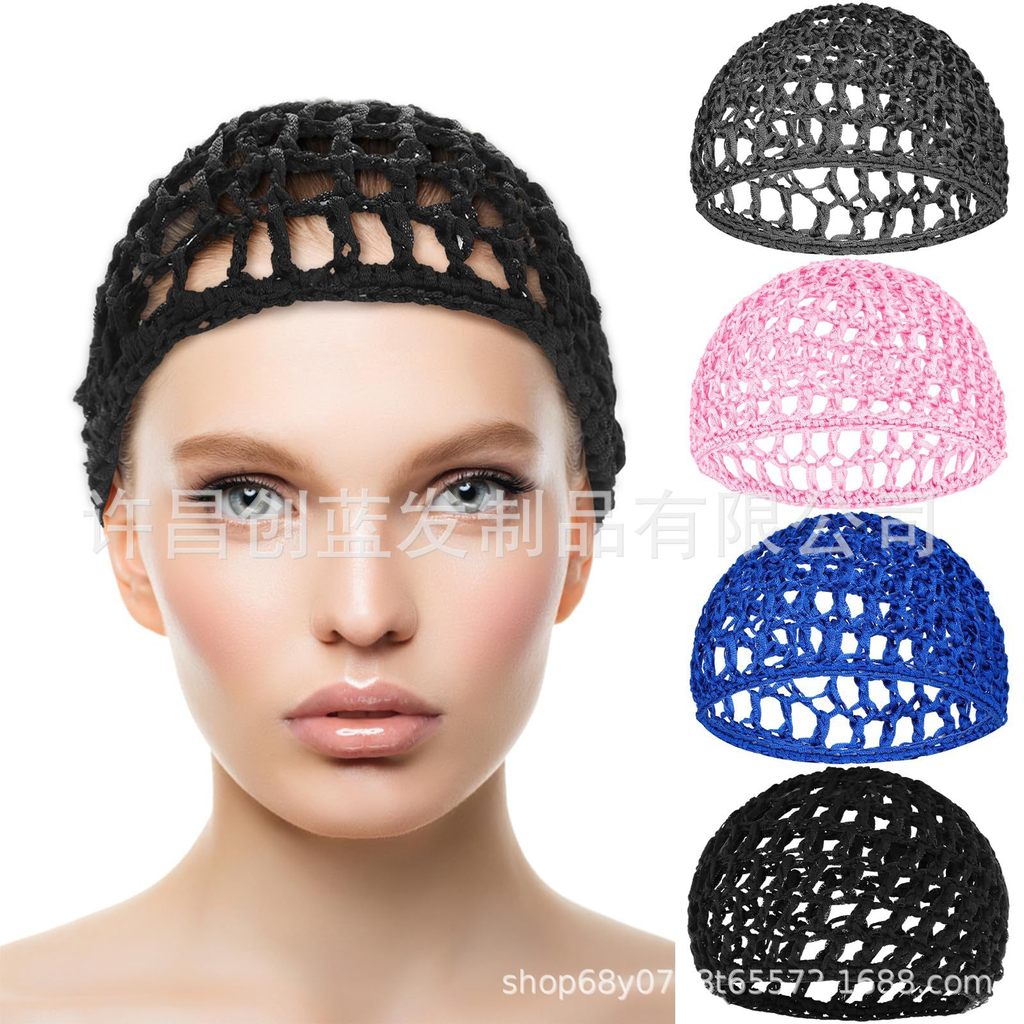 Touca de cuidados com o cabelo, touca de dormir, rede de bolso, rede de cabelo para mulheres, gancho de tricô artesanal