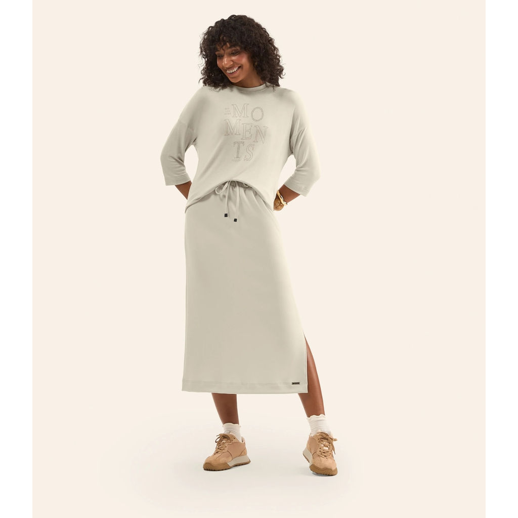 Blusa Feminina Manga 3/4 Em Visco Tricot Rovitex Bege