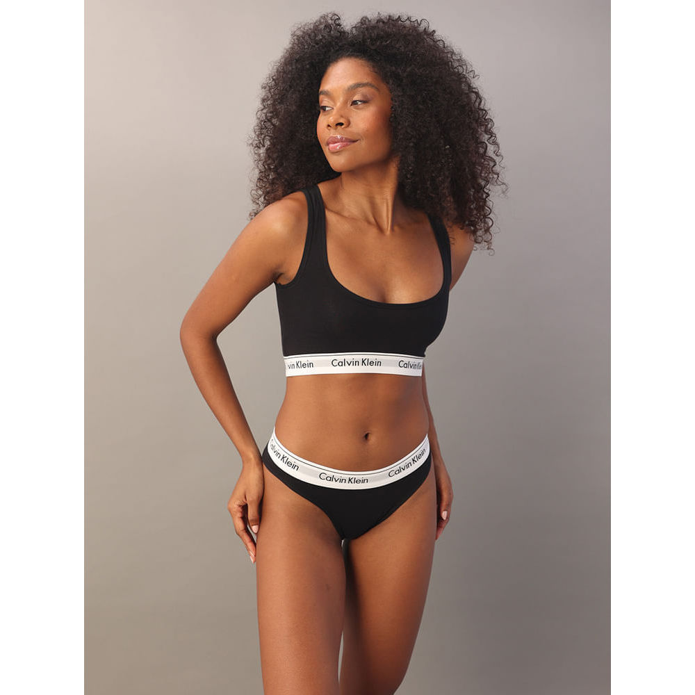 Calcinha Tanga Modern Cotton Underwear Calvin Klein - Preto