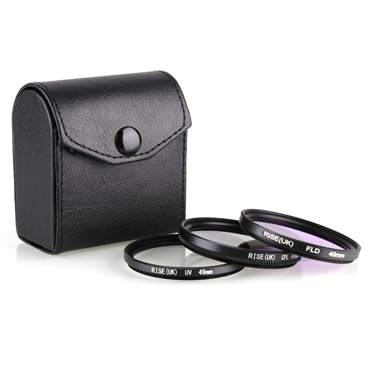 Lente UV R RISE (Reino Unido) / Polarizador CPL / Lente fluorescente FLD Conjunto de filtro de 3 peças com bolsa de cour