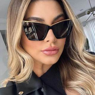 Óculos de sol com borda de Metal olho de gato feminino único europeu americano ins Hip-Hop óculos moda High-End na moda 