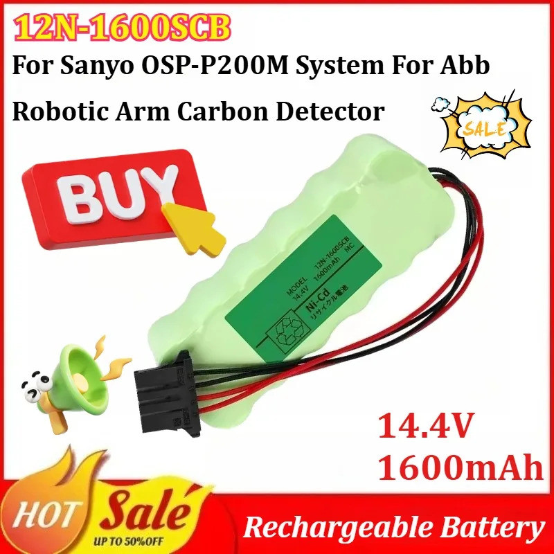 Bateria Recarregável Ni-Cd 12N-1600SCB 14.4V 1600mAh Com Plugue Para Sistema Sanyo OSP-P200M Detector De Carbono De Braç