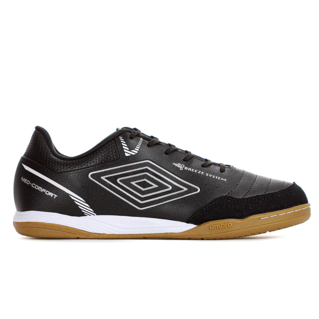 Chuteira Umbro Futsal Neo Comfort Preto Cinza e Branco - Masculino