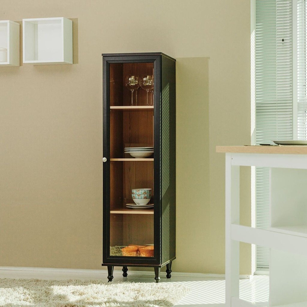 Cristaleira Estante para Livros 1 Porta Vidro e-963 Preto