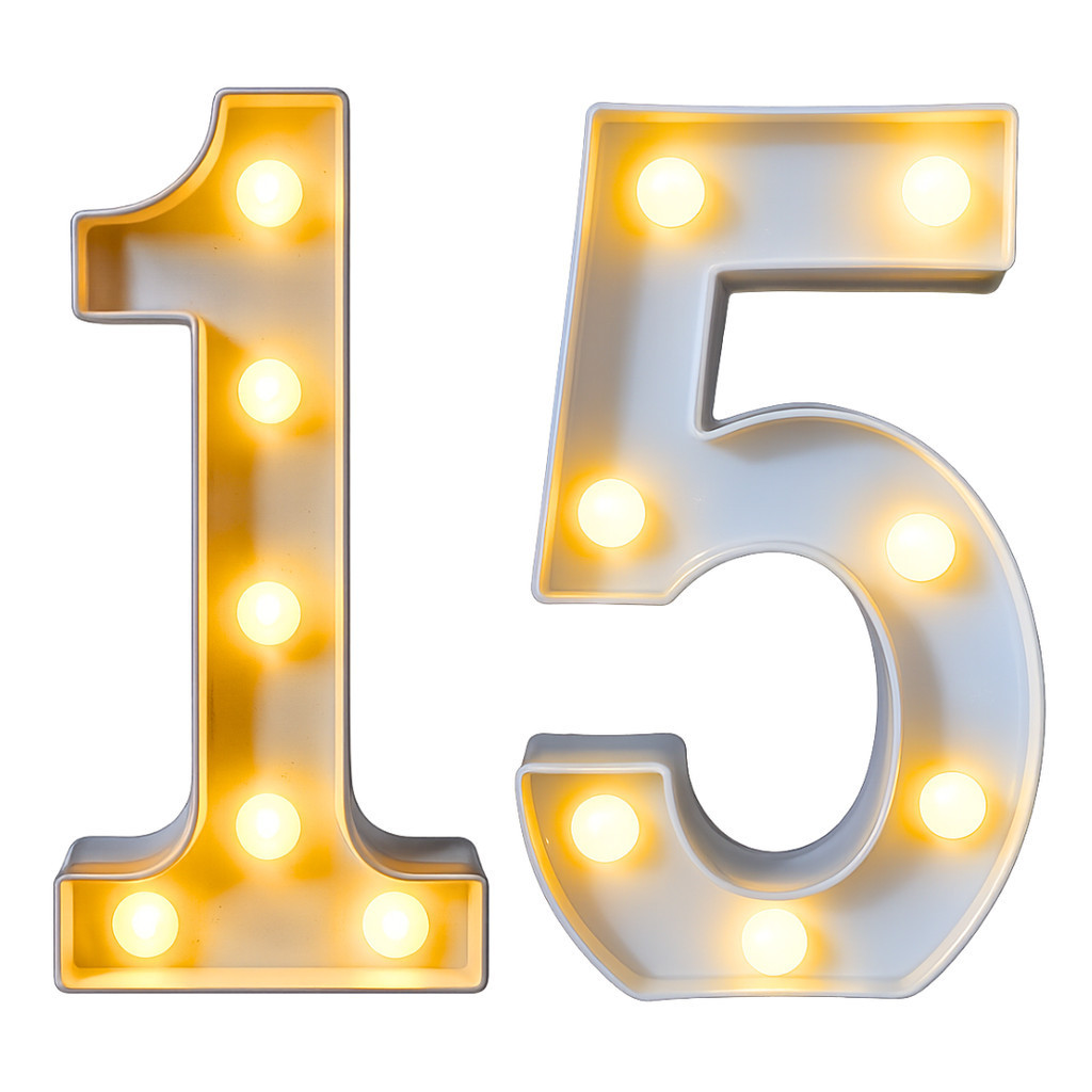 Kit Numero 15 Led Luminária 3D Decorativa 2 Pçs