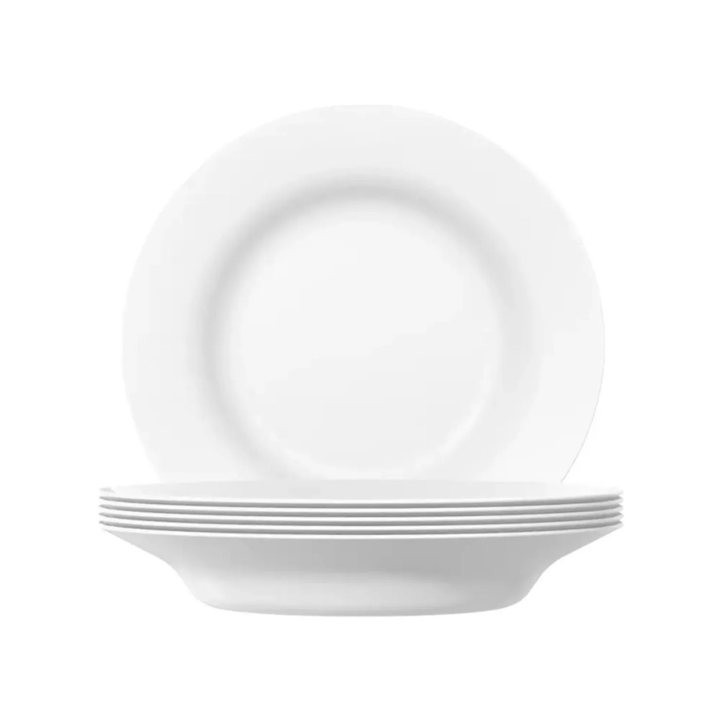 Prato Fundo 23cm Menu Nadir Opaline Branco Vidro 12 Unidades