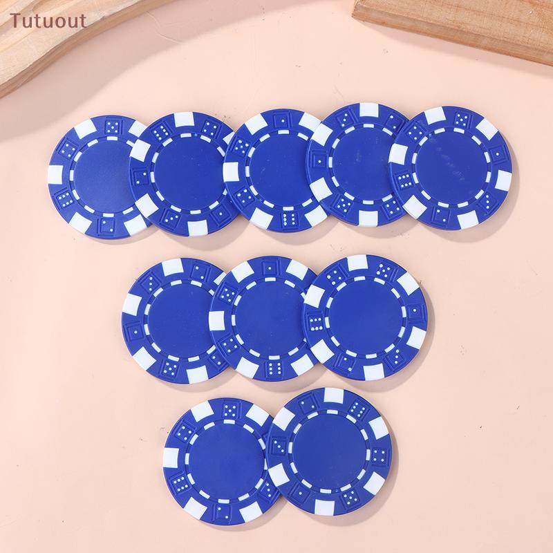 TUTU 10 Pcs Plástico ABS Poker Chips Casino Texas Hold'em Moedas De Metal 11.5g Game Chip Set Acessórios BR