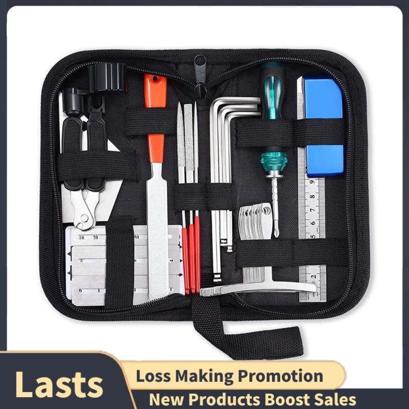 Kit De Ferramentas De Reparo De Guitarra , Ferramenta De Troca De Cordas , Chave , Arquivo De Moagem , Régua De Medição 