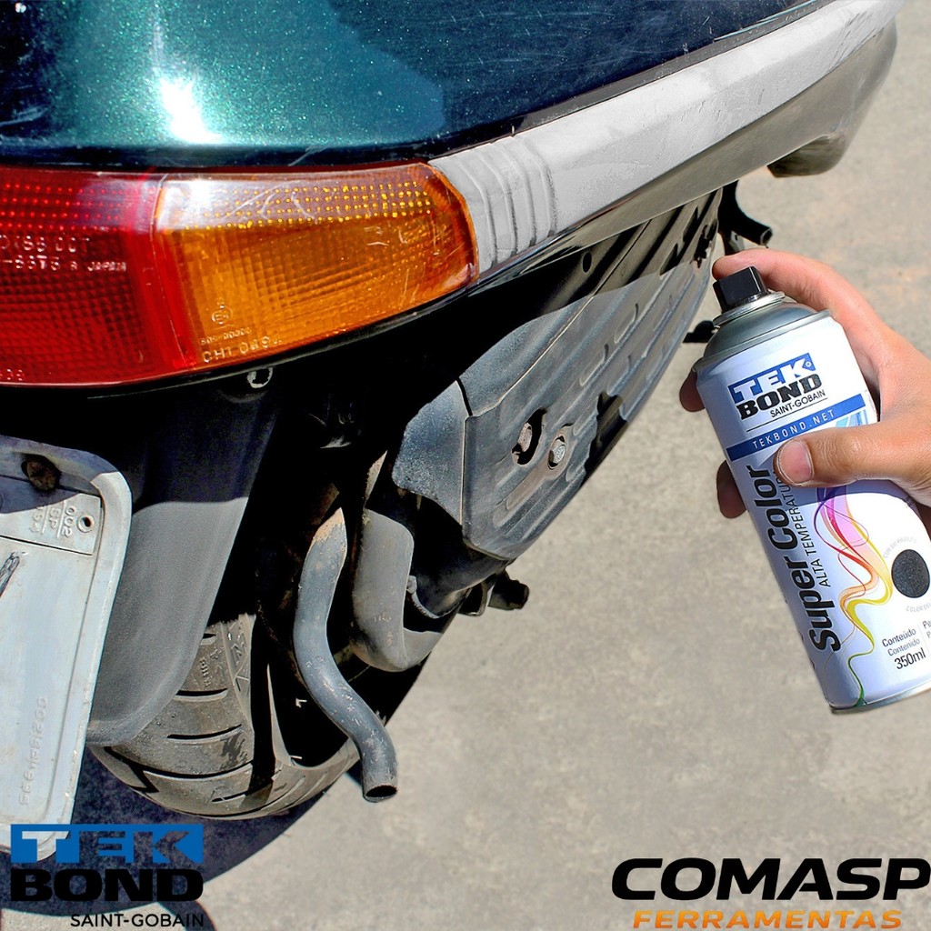 Tinta Spray Alta Temperatura Preto Fosco TekBond 350 ML250G · foto 2