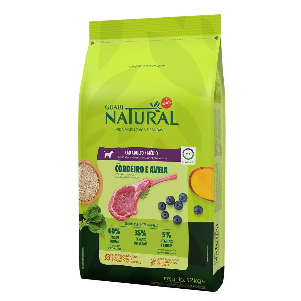 Ração 12kg Guabi Natural para Cães Adultos de Porte Médio sabor Cordeiro