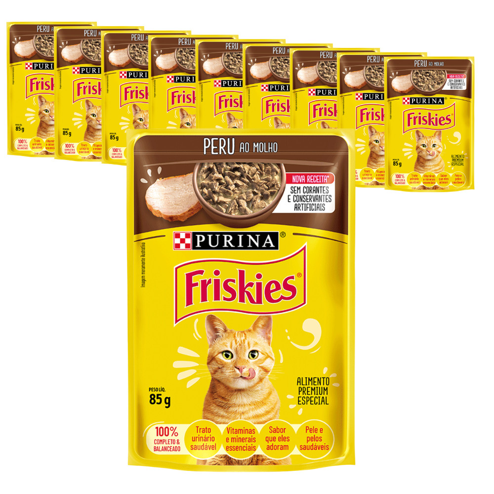 Ração Úmida Friskies Sachê Peru - 85g - KIT 10 unids.