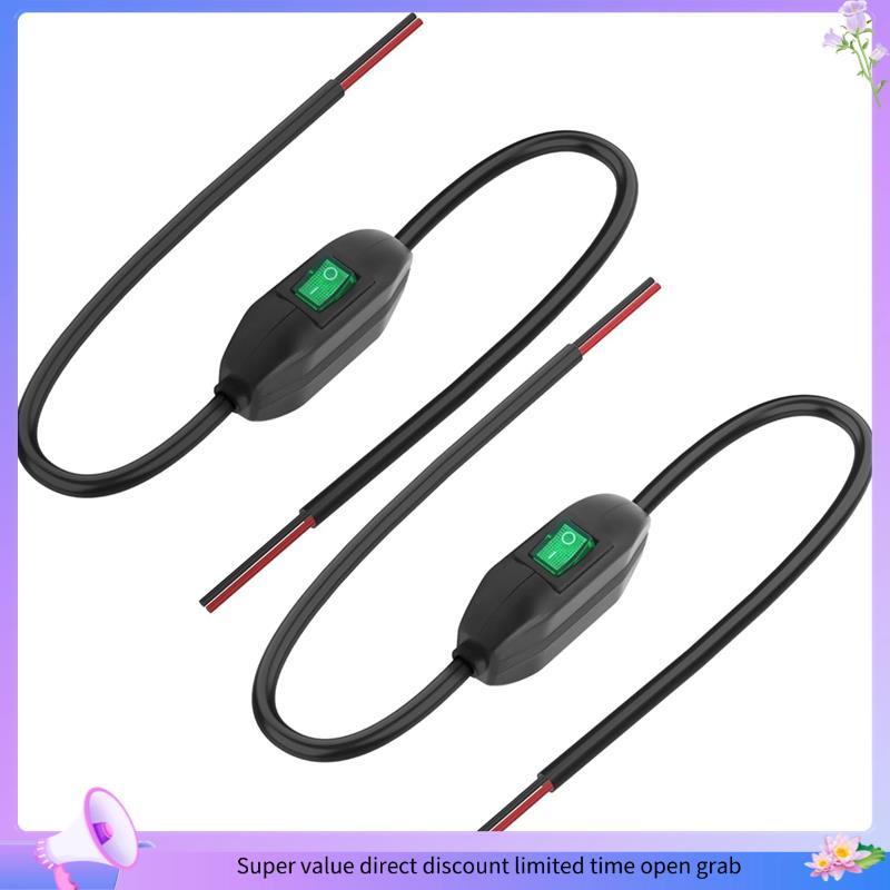[wanjuyou7] Interruptor De Cabo 12V 24V/3A Botão Oscilante Liga/Desliga Em Linha Com Pré-Fio Ambas As Extremidades LED V