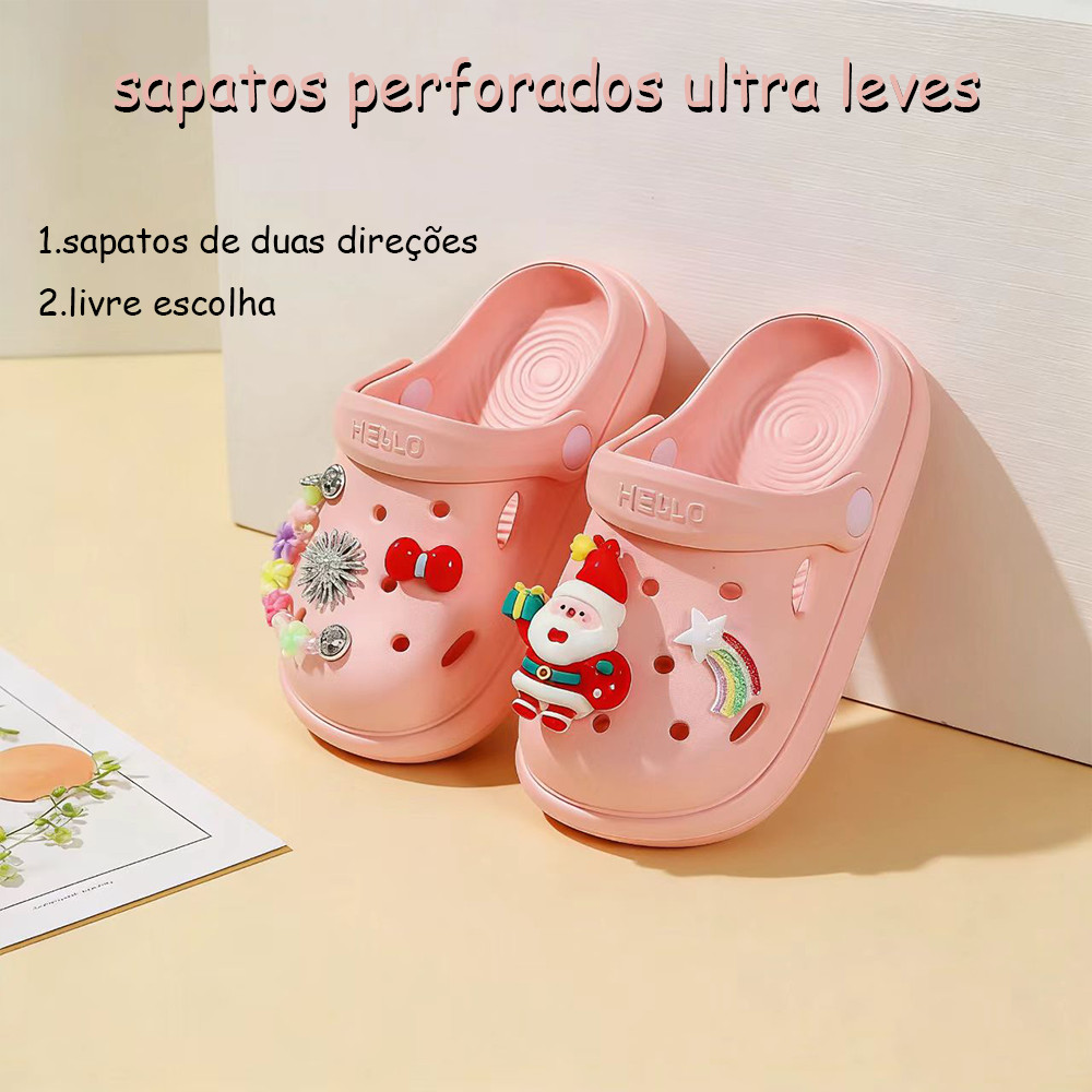 Babuche Sandália Infantil Feminina Menina Leve Macio Confortável Antiderrapante Decoração Removível Dia Escolar a Dia