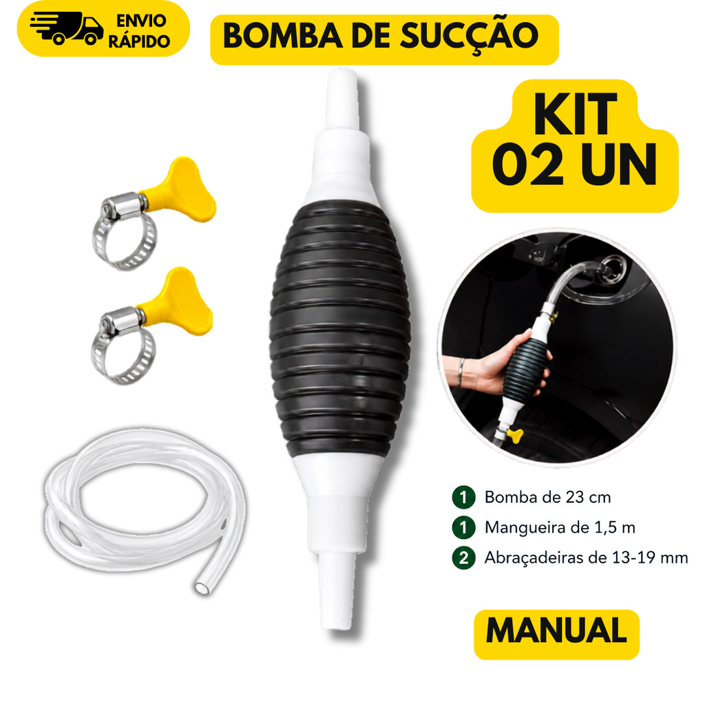 Kit 2 Bomba de Sucção Manual para Transferência de Líquidos Óleo Água Combustível