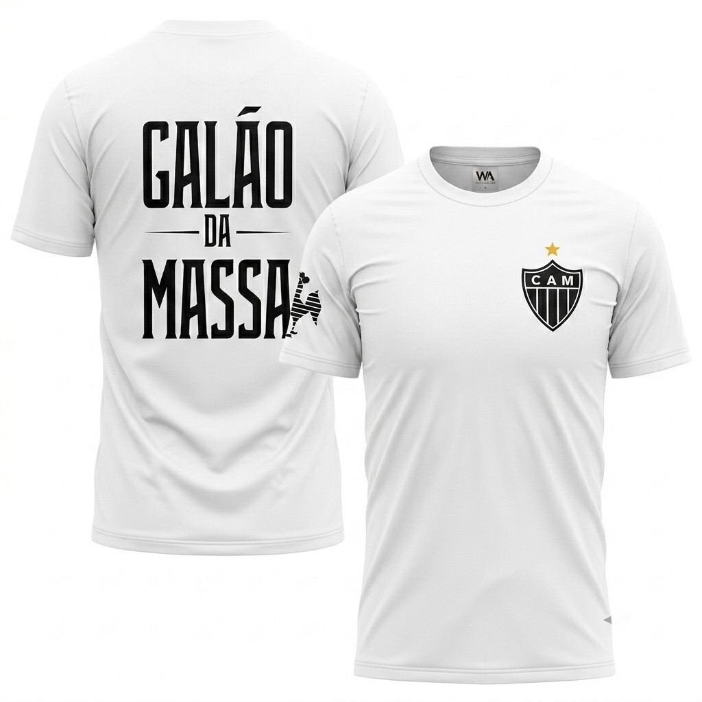 Camiseta de Time Mineiro Atletico Galo Da Massa Camisa Básica Torcedor Fanatico Galo Doido CAM
