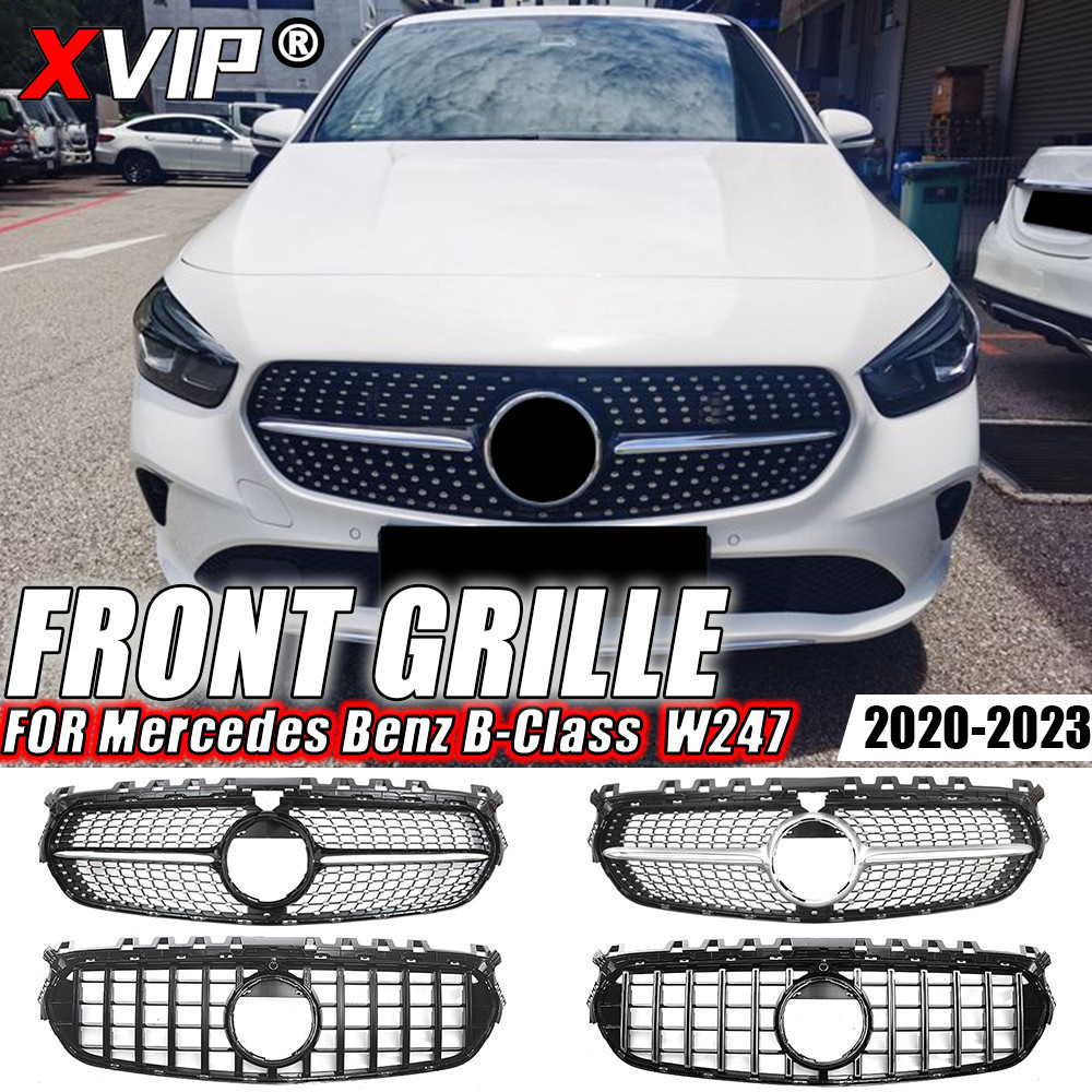 XVIP Grade De Para-Choque Dianteiro Estilo Diamantes Pretos Cromados Mercedes Benz Classe B W247 B180 B200 B220 B250 202