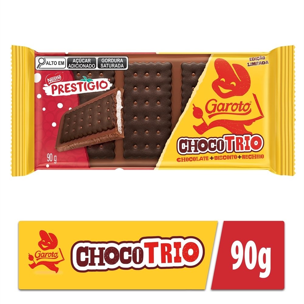 Chocolate Garoto Chocotrio Prestigio 90g - Embalagem com 12 Unidades em Oferta na Shopee
