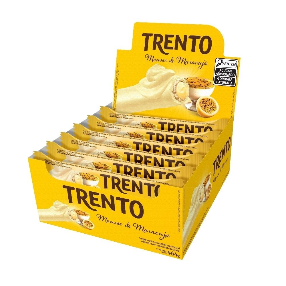 Chocolate Trento Wafer Mousse de Maracujá 29g - Embalagem com 16 Unidades