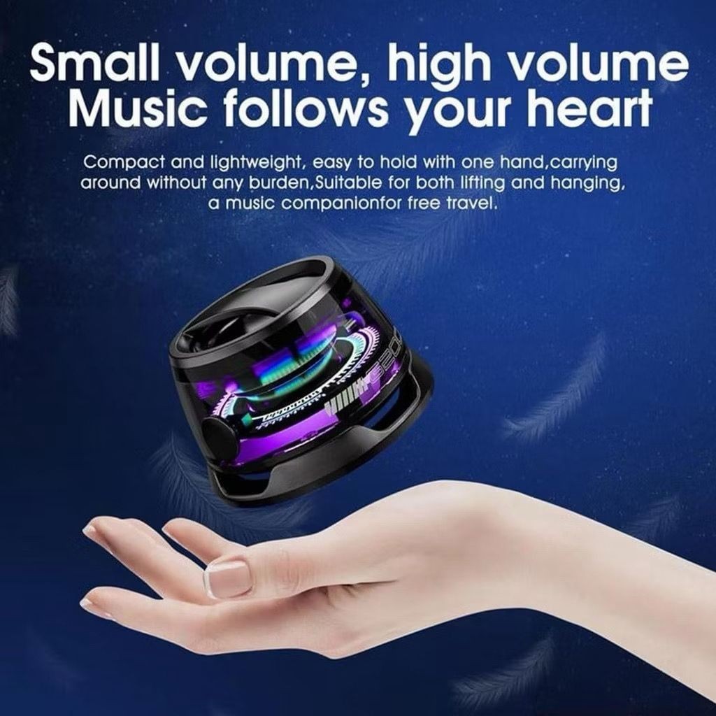 Caixa De Som LED Bluetooth magnético portátil atmosfera colorida RBG mini Speaker à prova d'água - detalhe