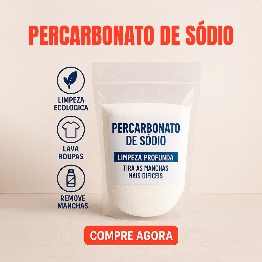 Percarbonato 1kg Alto Poder de Limpeza limpa roupas brancas e coloridas