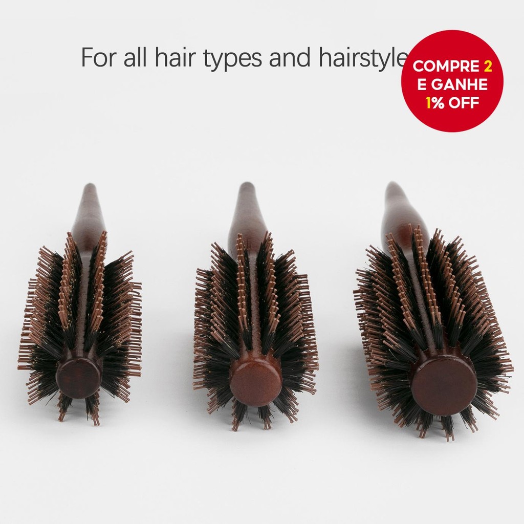 Conjunto de 3 Pentes para Cabelo Cacheado em Madeira com Cerdas Novas - Pente Fino Resistente a Altas Temperaturas para