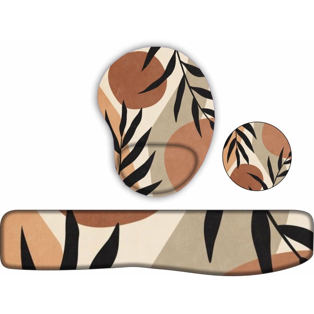 Kit Mouse Pad + Apoio de Teclado Ergônomico + porta copos Folhas elegantes. em Oferta na Shopee