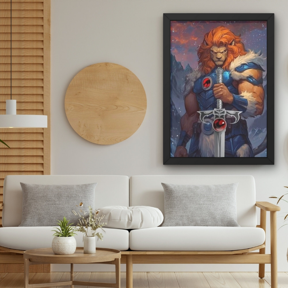 Quadros Decorativo Sala Geek Anime Thundercats Lion-O - Moldura Com Vidro Premium A4/A3/A5
