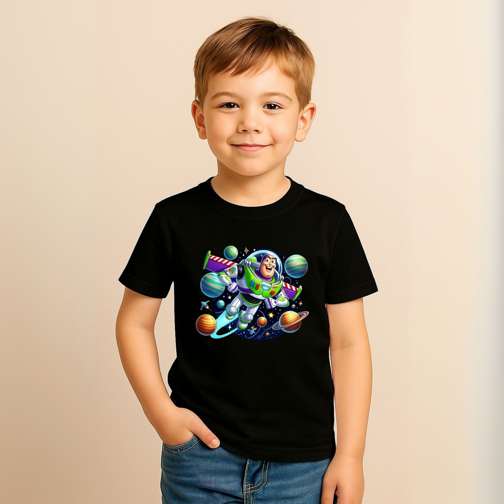 Camiseta Infantil Buzz Lightyear Toy Story Estampada Estilosa Algodão Confortável Kids Moda Infantil