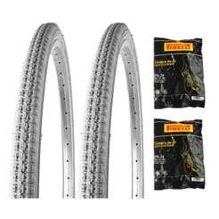 Par Pneus Cadeira De Rodas Aro 24 X 1.3/8 Cinza Greenstone + 2 Camaras