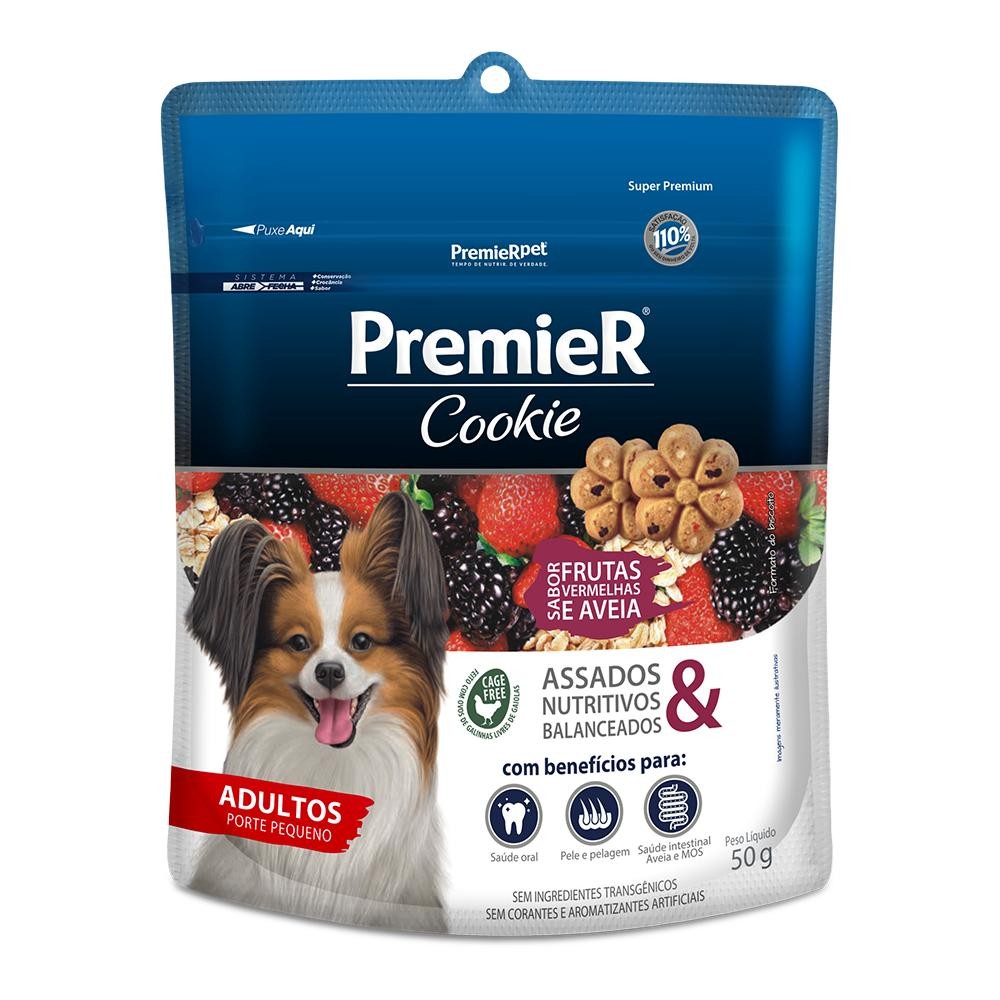Biscoito Cookie Premier Cães Adultos Frutas Vermelhas E Aveia 50g em Oferta na Shopee