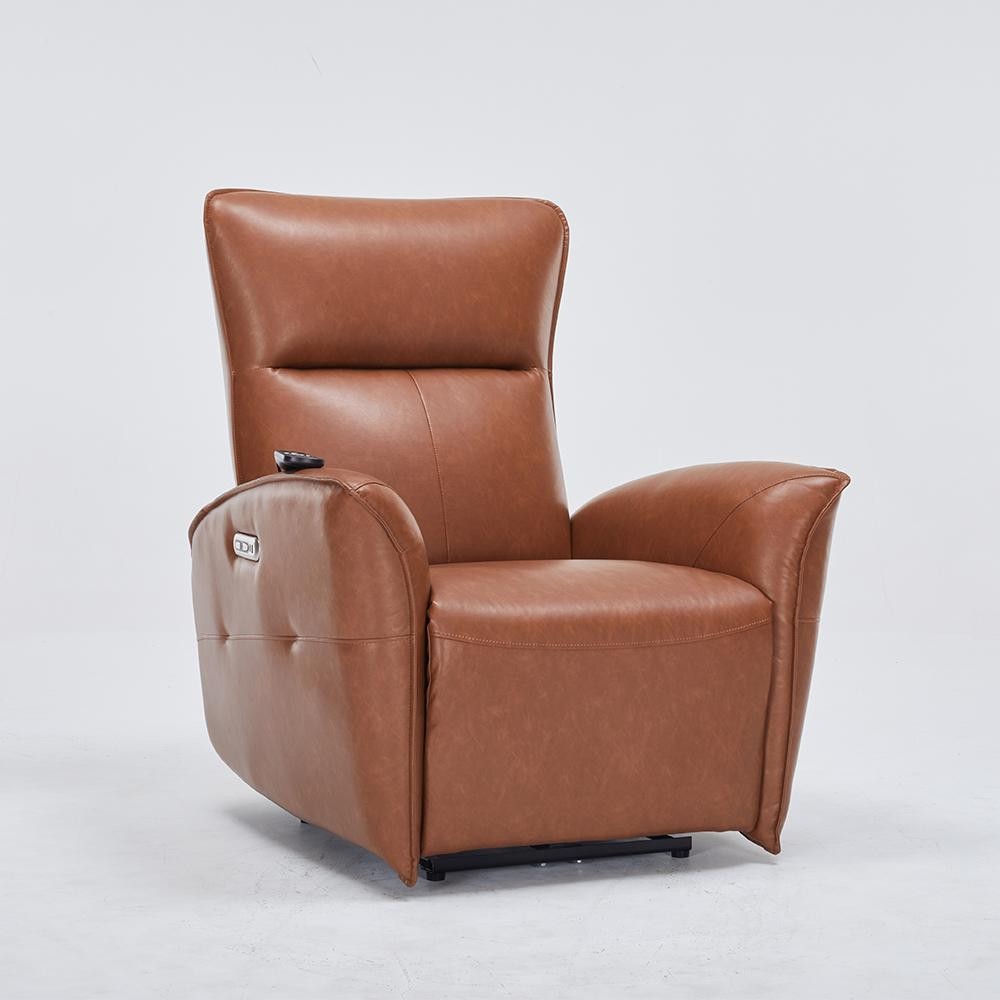 Poltrona Reclinável Poltrona de Massagem Elétrica Vegas com Aquecimento USB/USB-C PU Caramelo