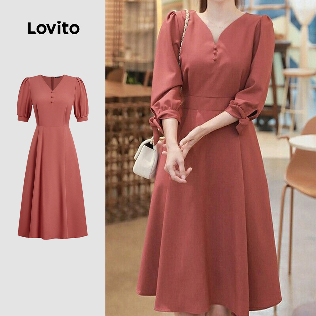 Vestido primavera verão com cintura estreita e punho com cadarço-DRB149P1D427 em Oferta na Shopee