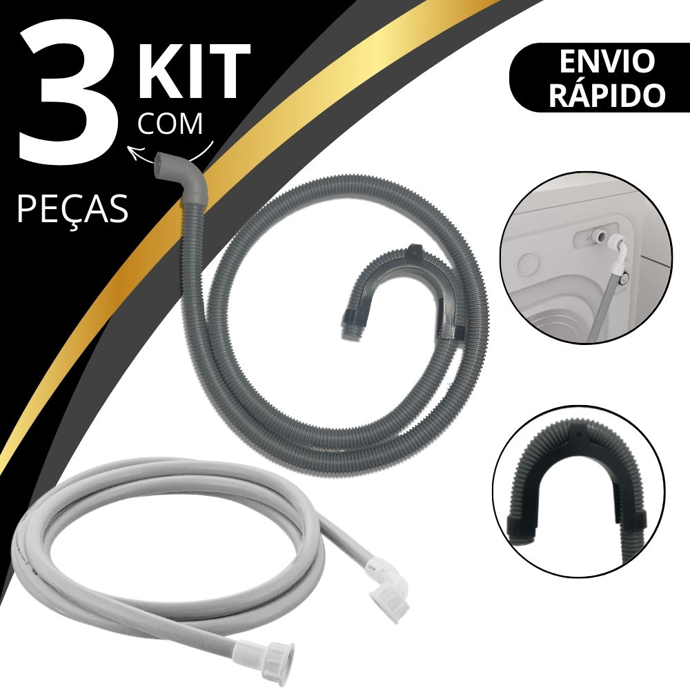Mangueira Saida Maquina de Lavar Roupas 2 metros e Mangueira de Entrada de água 1,20m
