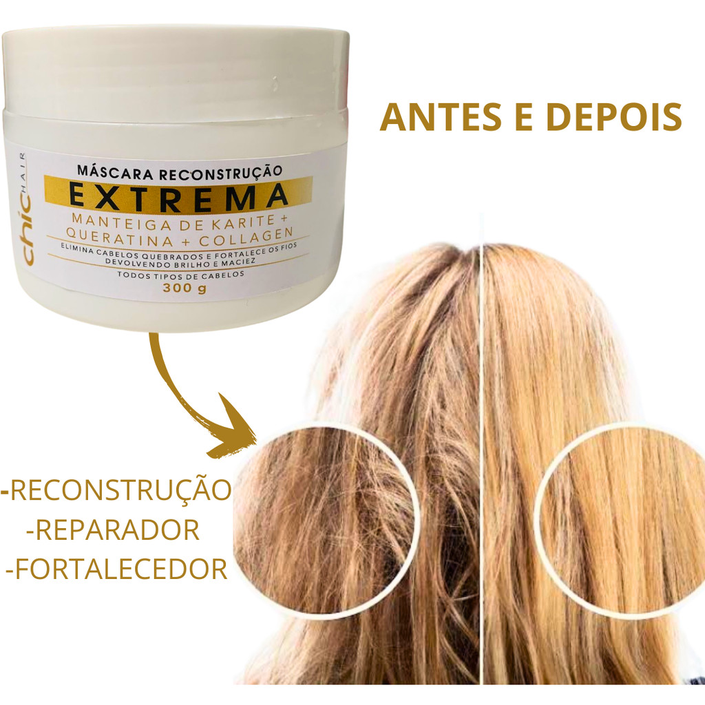 Máscara hidratação reconstrução extrema manteiga de karite + queratina+ collagen em Oferta na Shopee