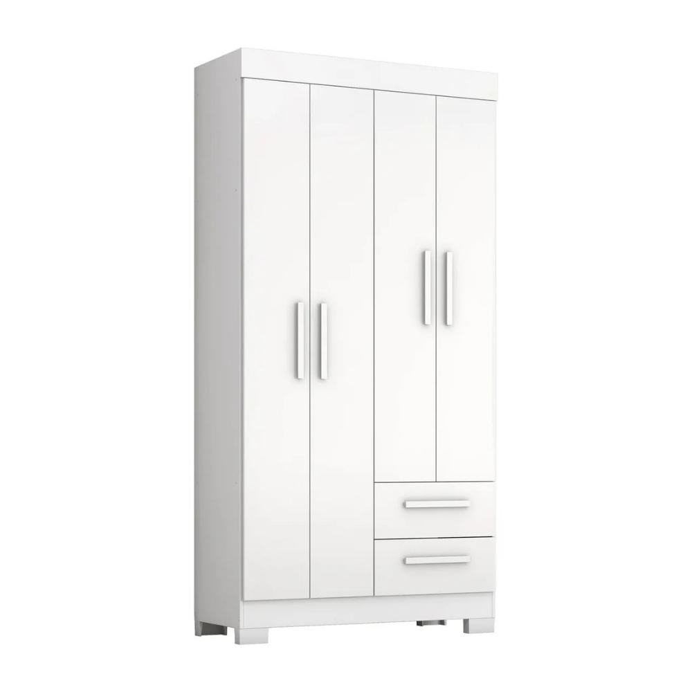 Guarda Roupas Solteiro 4 Portas 2 Gavetas Malta Branco Flex Notável em Oferta na Shopee