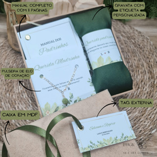 Caixa Padrinhos Completa Personalizada Gravata + Pulseira + Manual+ Caixa MDF em Oferta na Shopee