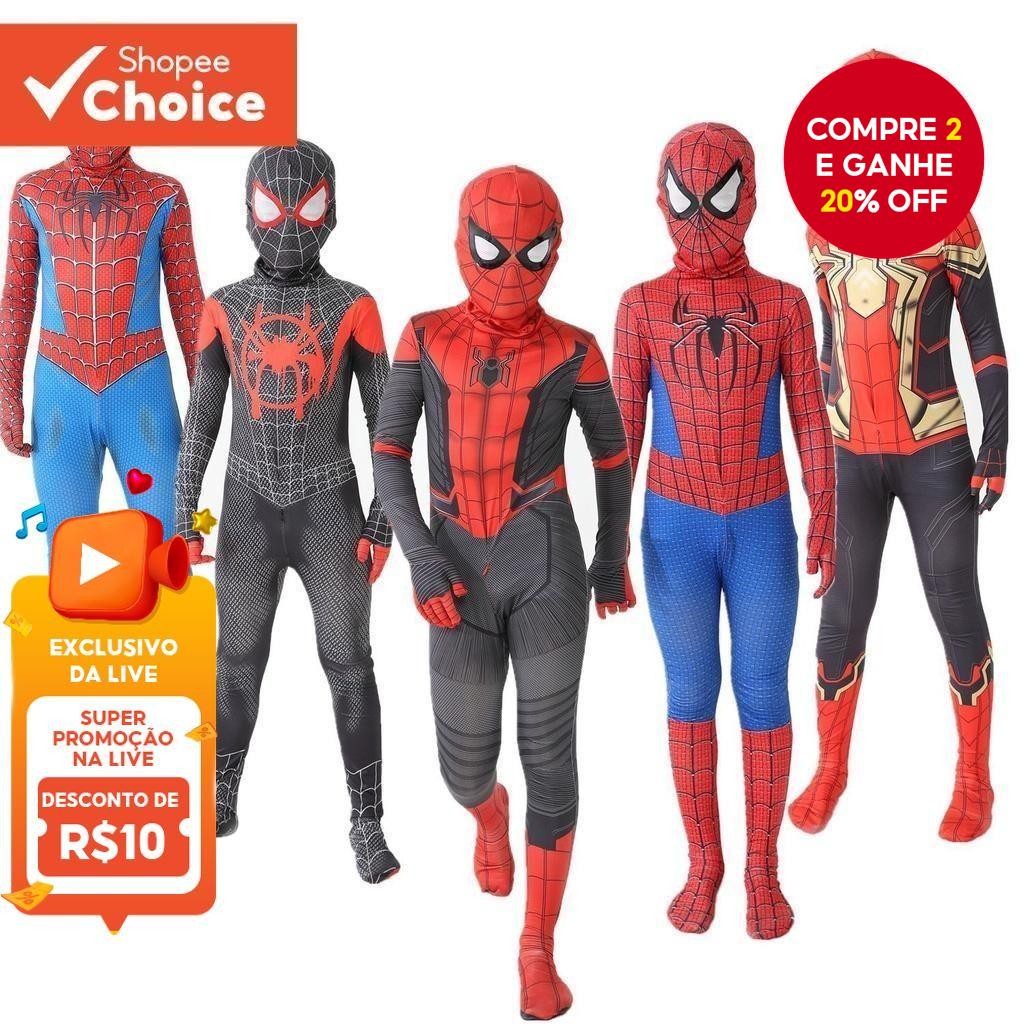 Body Do Homem-Aranha Fantasia De Halloween Para Crianças E Adultos Conjunto Combinando