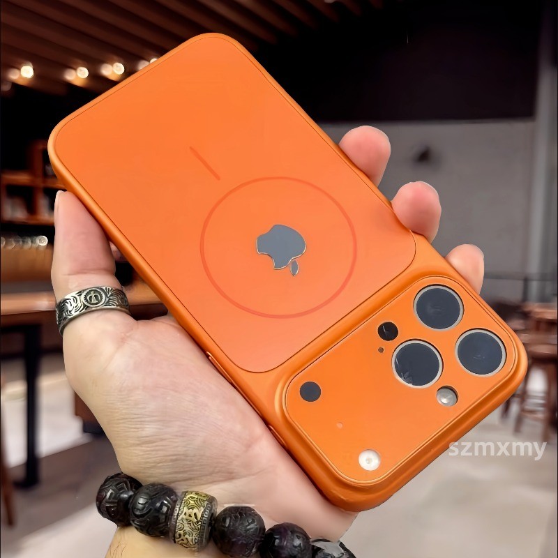Neworiginal Laranja Nano Vidro Magnético Capa De Telefone Para IPhone 17 Air 16 15 14 13 Pro Max 17Pro Lente De Janela G