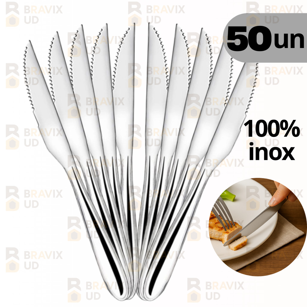 Jogo de Faca 50 peças Aço Inox Talher Cozinha Talheres de Mesa Cozinha Inox em Oferta na Shopee