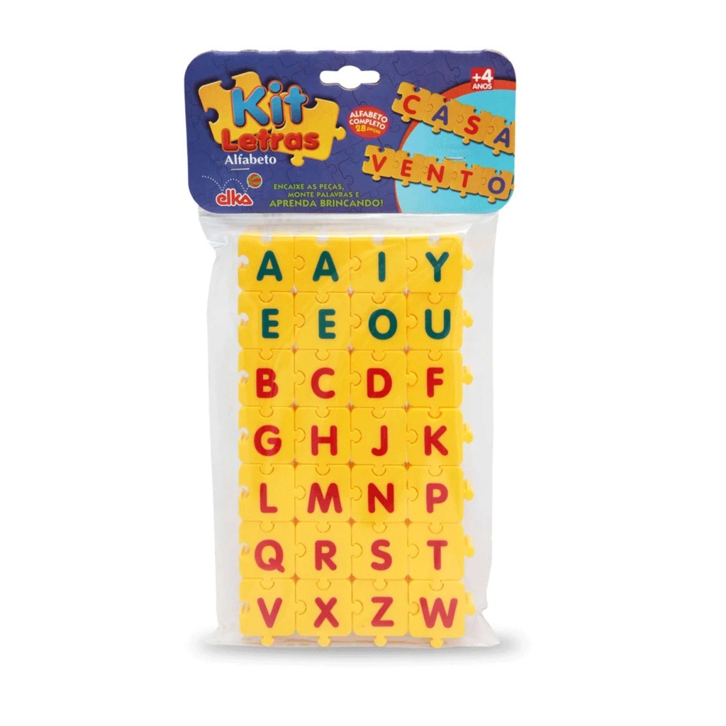 Brinquedo Educativo Kit Letras Alfabeto 28 Peças Elka - 840 em Oferta na Shopee