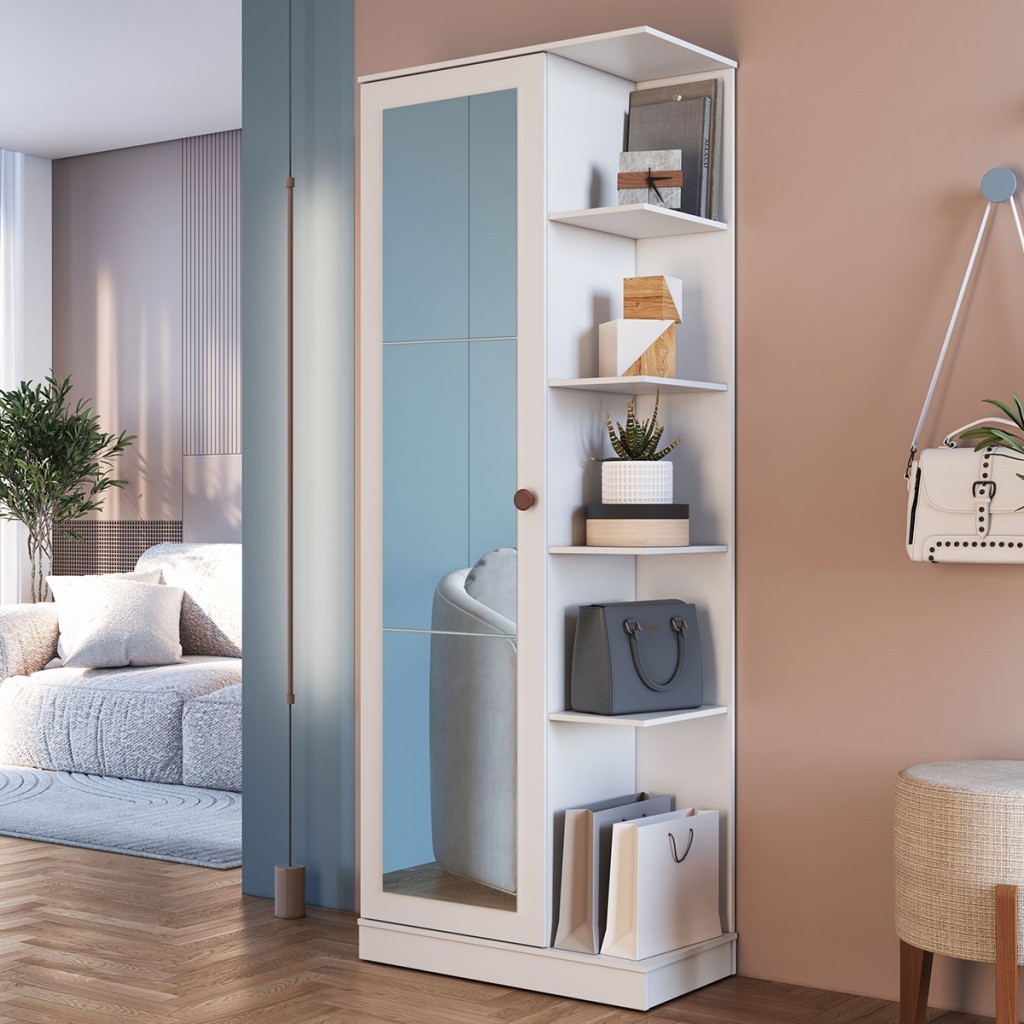 Sapateira Camille 1 Porta 8 Prateleiras Com Espelho - Indékes em Oferta na Shopee