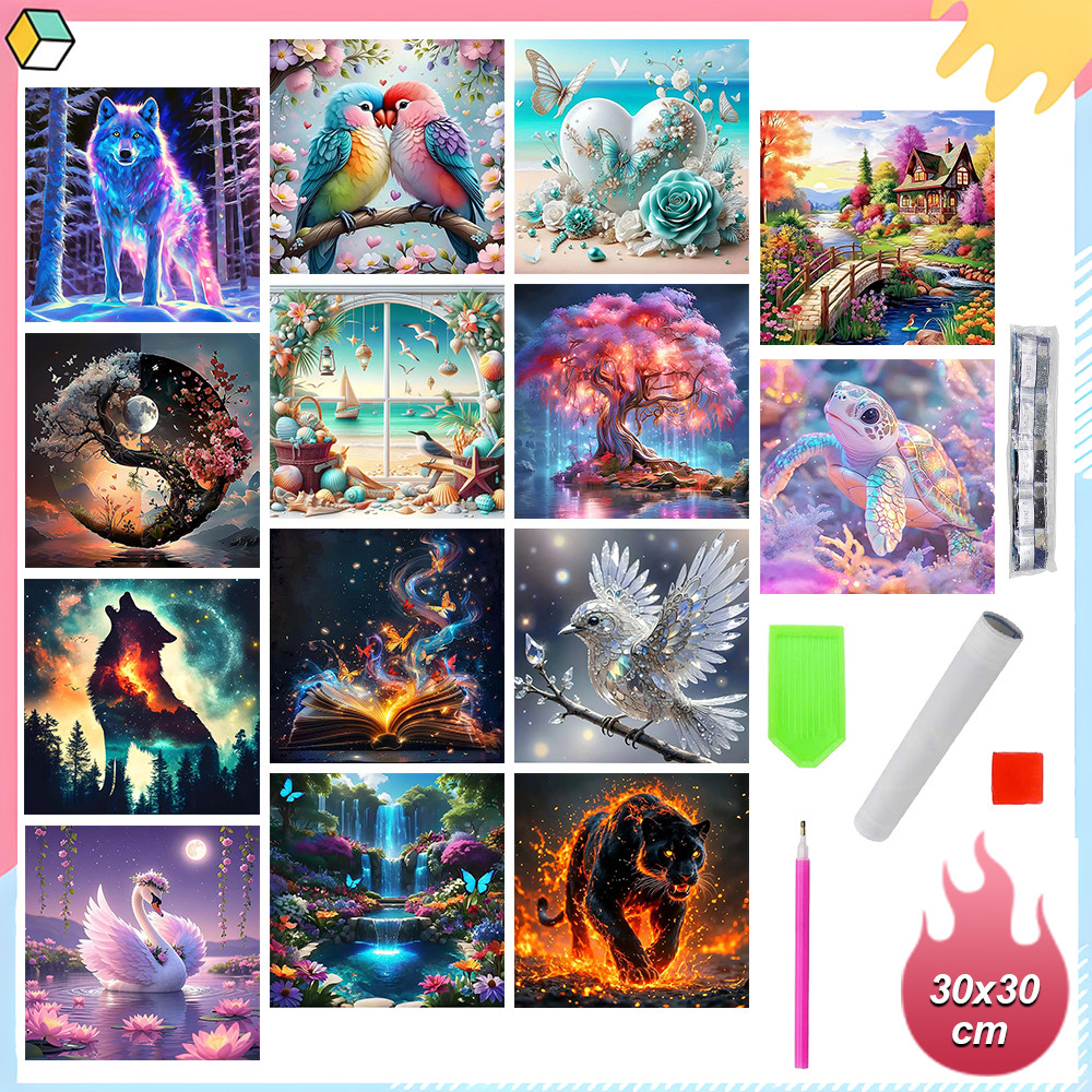 30 x 30 cm, kits de pintura com diamantes para adultos 5D DIY broca quadrada completa diamantes kit de arte em Oferta na Shopee