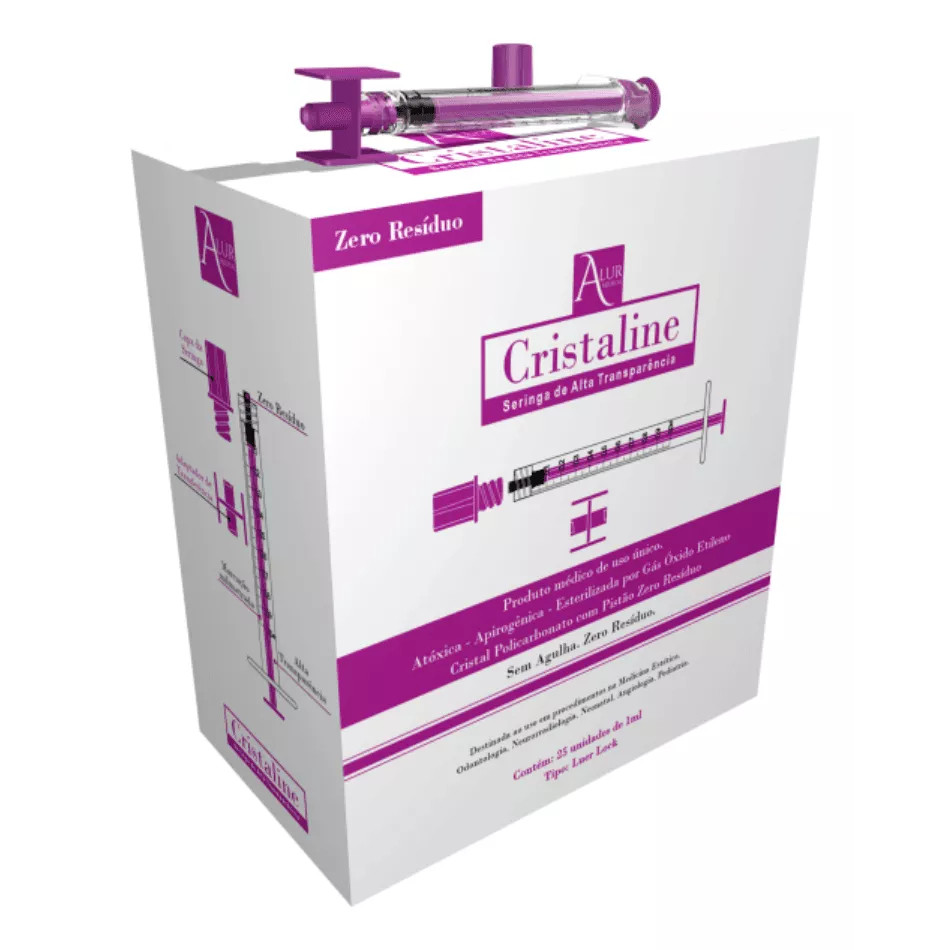 Seringa Cristaline 1ml Zero Resíduo e Desperdício Com Transferidor Alur